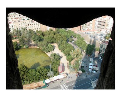 Barcelona as seen from inside Antoni Gaudi's Sagrada Familia #2