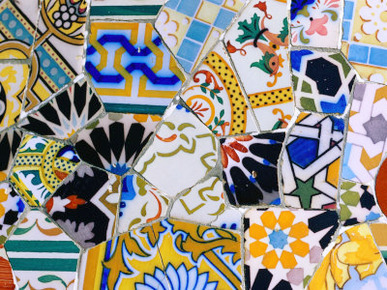 Detail of Tilework by Gaudi at Palau Guell, Barcelona, Catalonia, Spain