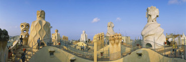 Chimneys on the Roof of a Building, Casa Mila, Barcelona, Catalonia, Spain