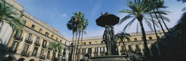 Fountain in Front of a Palace, Placa Reial, Barcelona, Catalonia, Spain