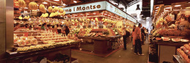Group of People in a Vegetable Market, La Boqueria Market, Barcelona, Catalonia, Spain
