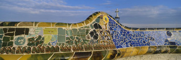 Wall in Parc Guell, Barcelona, Catalonia, Spain