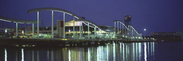 Footbridge Across a River, Rambla de Mar, Barcelona, Catalonia, Spain