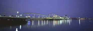 Footbridge Across a River, Rambla de Mar, Barcelona, Catalonia, Spain
