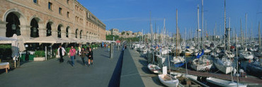 Pedestrian Walkway along a Harbor, Barcelona, Catalonia, Spain