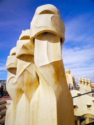 Gaudi Architecture, Chimneys, Casa Mila, La Pedrera, Barcelona, Catalonia, Spain