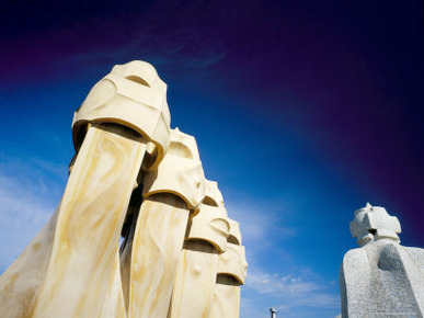 Gaudi Architecture, Chimneys, Casa Mila, La Pedrera, Barcelona, Catalonia, Spain