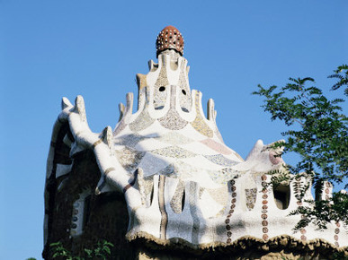 Gaudi's Mosaic House, Guell Park, Barcelona, Catalonia, Spain