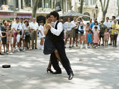 Dancing in the Street, Barcelona, Catalonia, Spain