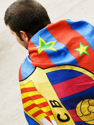 Fc Barcelona Foolball Fan at the Camp Nou Stadium, Barcelona, Catalonia, Spain