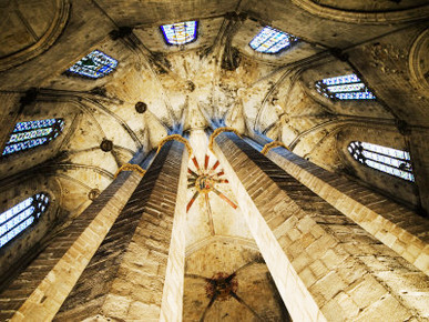 Vault Detail of the Esglesia de Santa Maria del Mar, Barcelona, Catalonia, Spain