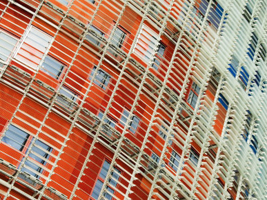 Facade Detail of the Torre Agbar, Barcelona, Catalonia, Spain