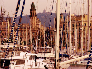 Yacht Masts at Marina, Barcelona, Catalonia, Spain
